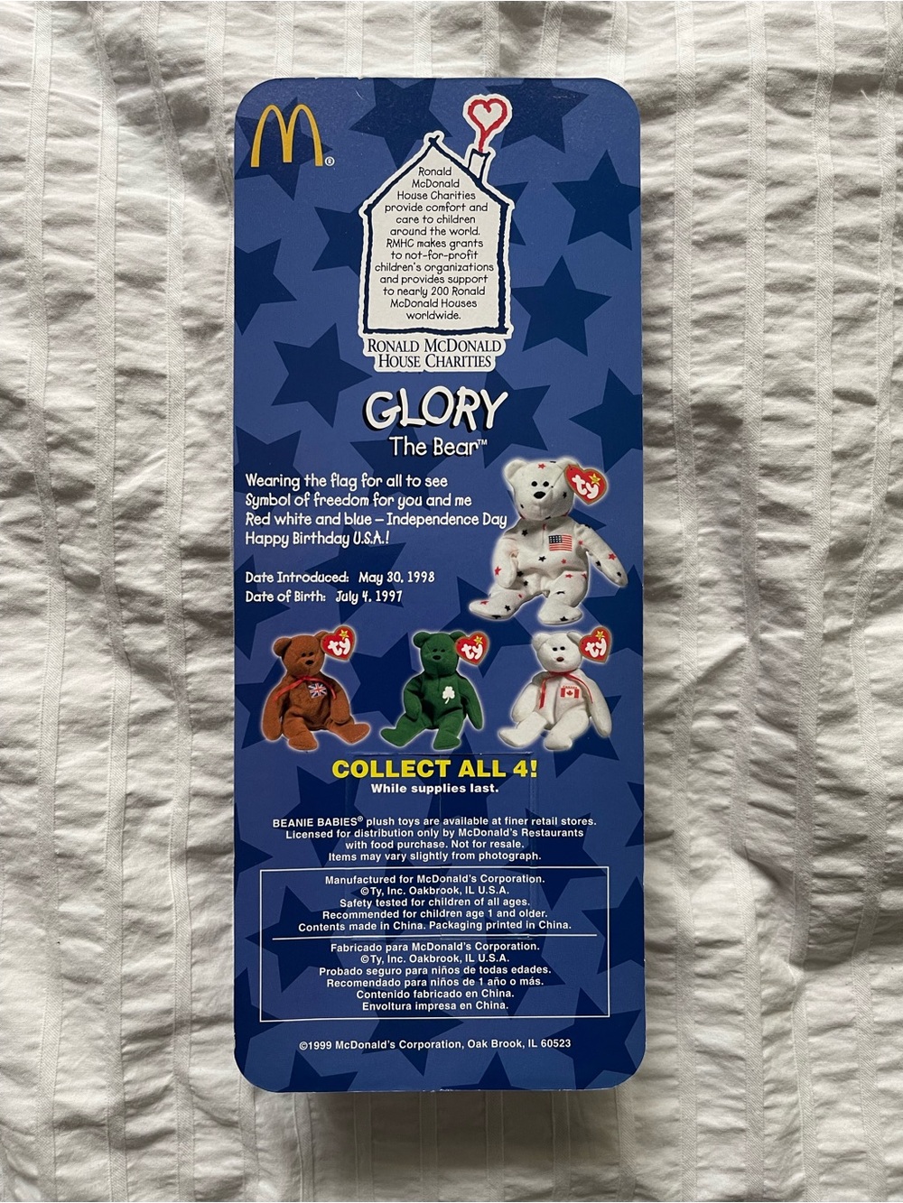 McDonald’s 1999 Ty Teenie Beanie Babies International Bears Complete Set (4) - Picture 8 of 10